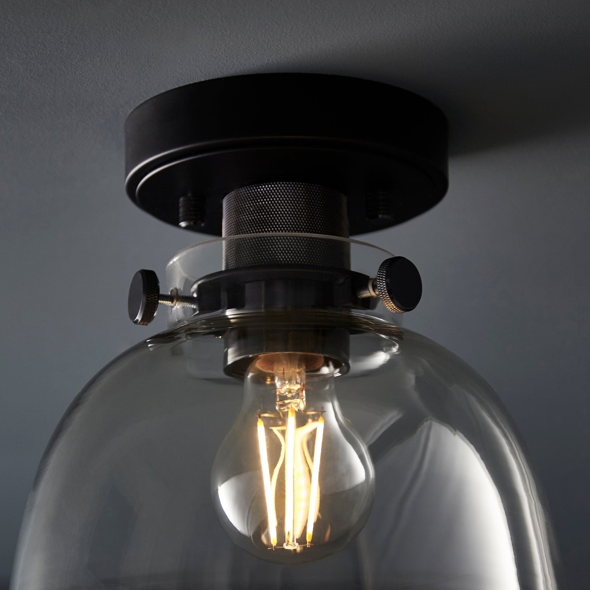 Kirk Black Chrome Flush Ceiling Light