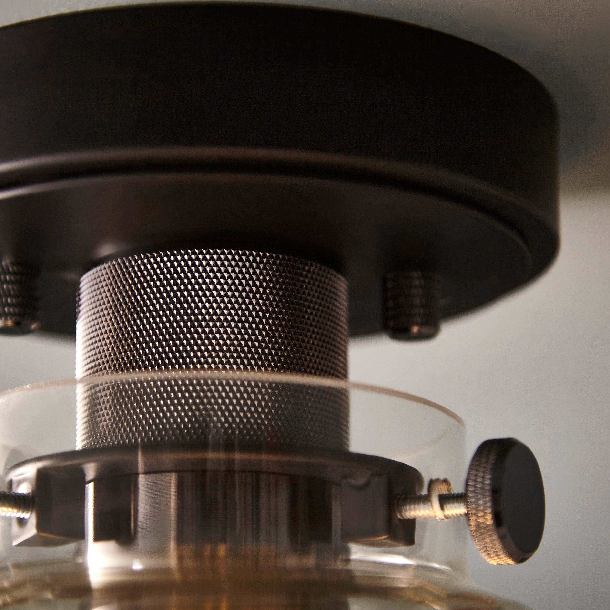 Kirk Black Chrome Flush Ceiling Light