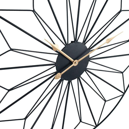 Black and Gold Metal Geo Design Round Wall Clock