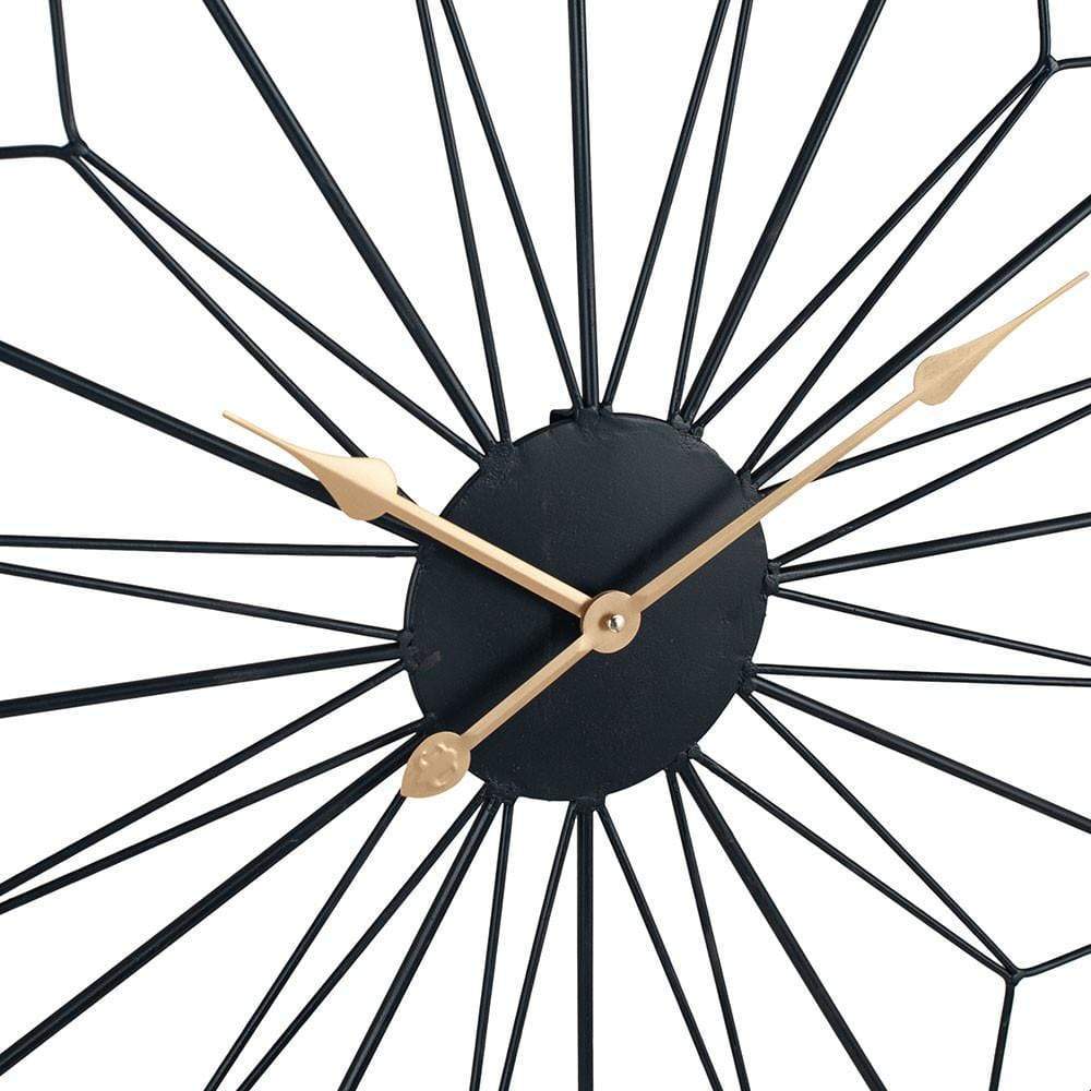 Black and Gold Metal Geo Design Round Wall Clock