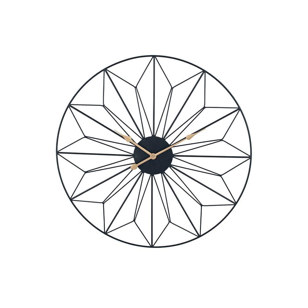 Black and Gold Metal Geo Design Round Wall Clock