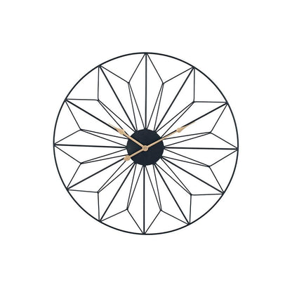 Black and Gold Metal Geo Design Round Wall Clock