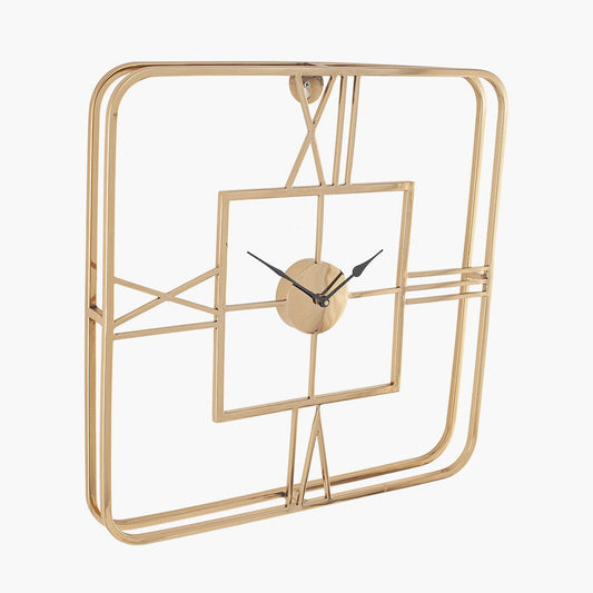 Roman Square Gold Wall Clock