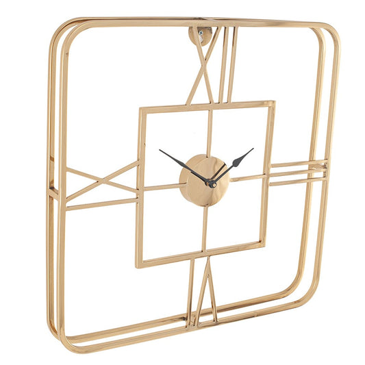 Roman Square Gold Wall Clock