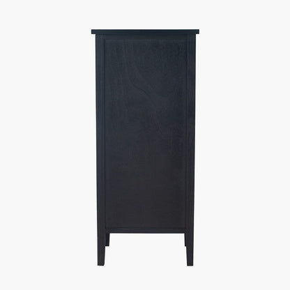 Satin Black Pine Wood 5 Drawer Tall Boy