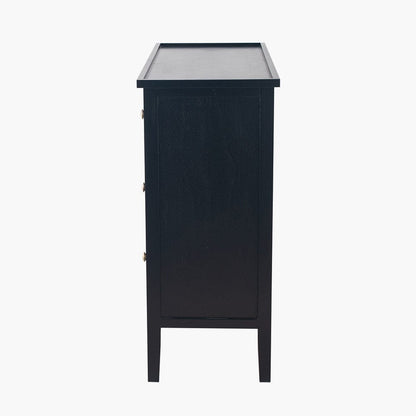 Satin Black Pine Wood 4 Drawer Unit