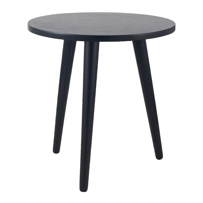 Satin Black Pine Wood Round Side Table