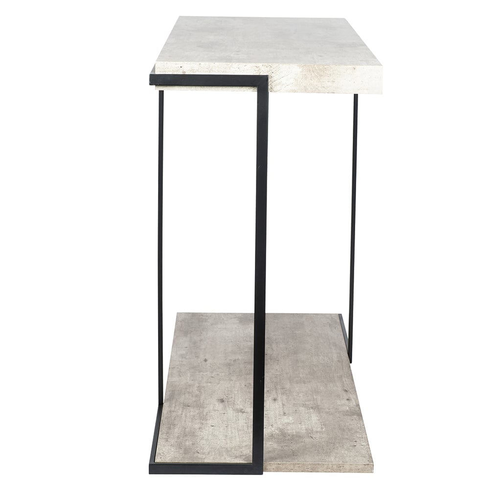Concrete Effect MDF & Black Iron Console Table