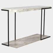 Concrete Effect MDF & Black Iron Console Table