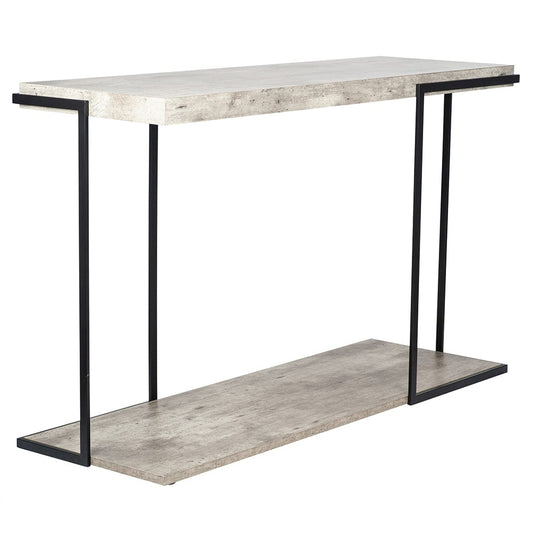 Concrete Effect MDF & Black Iron Console Table