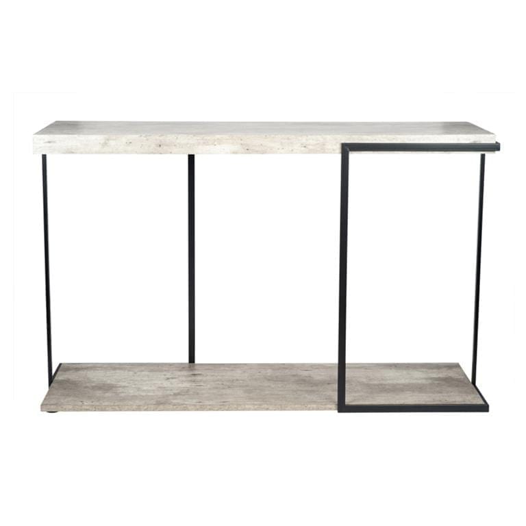 Concrete Effect MDF & Black Iron Console Table