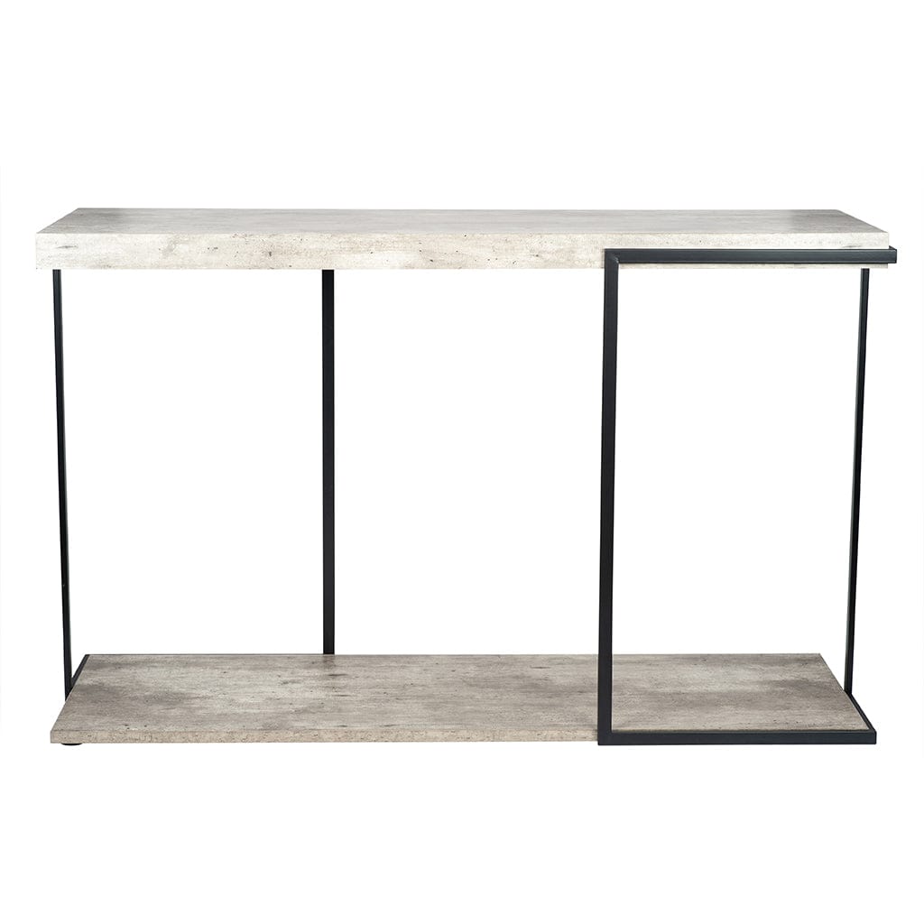 Concrete Effect MDF & Black Iron Console Table