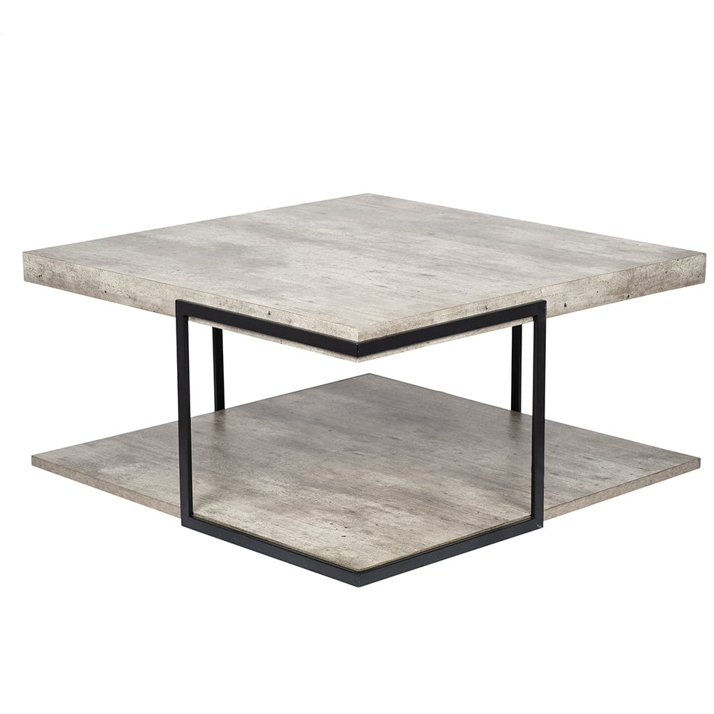 Concrete Effect MDF & Black Iron Coffee Table