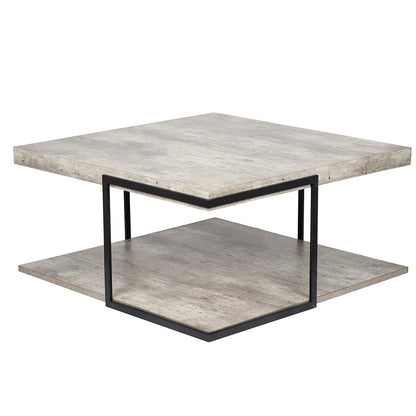 Concrete Effect MDF & Black Iron Coffee Table