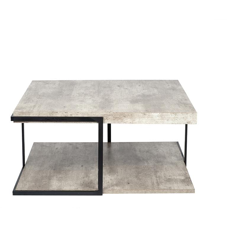 Concrete Effect MDF & Black Iron Coffee Table