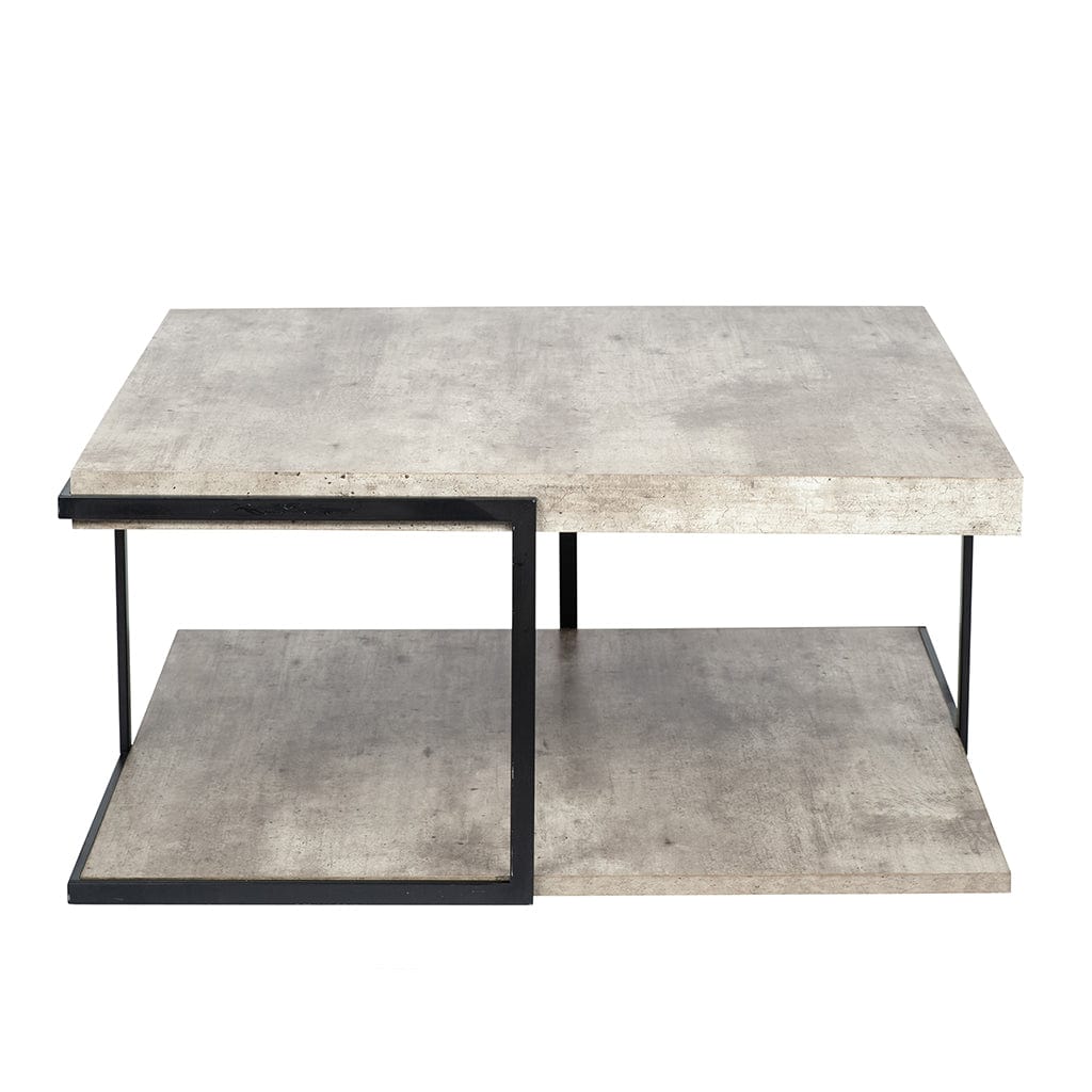 Concrete Effect MDF & Black Iron Coffee Table