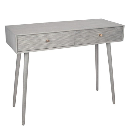 Chaya Dark Grey Pine Wood 2 Drawer Console Table