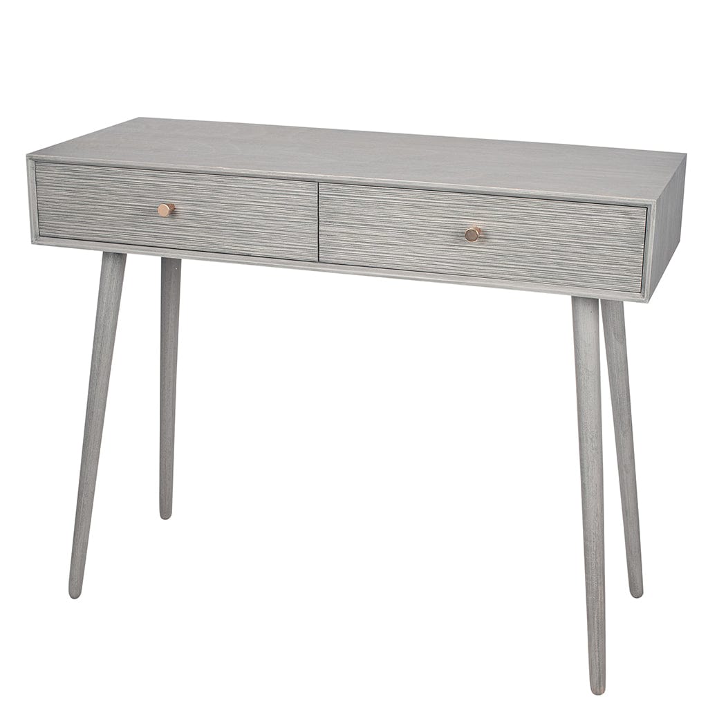 Chaya Dark Grey Pine Wood 2 Drawer Console Table