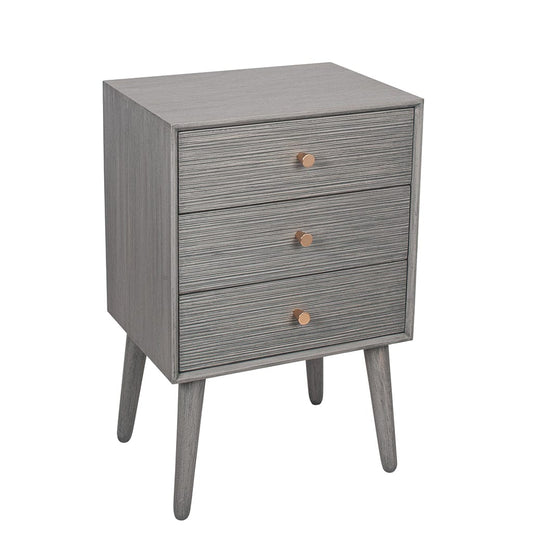 Chaya Dark Grey Pine 3 Drawer Bedside Table