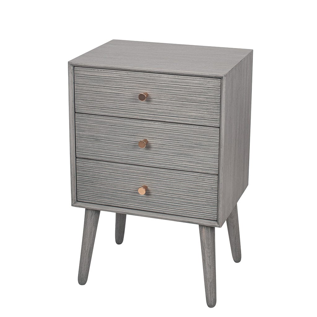 Chaya Dark Grey Pine 3 Drawer Bedside Table