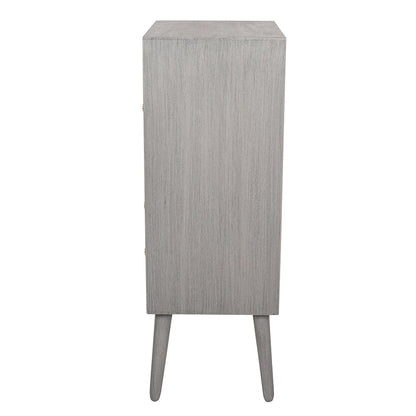 Chaya Dark Grey Pine Wood 5 Drawer Tall Boy