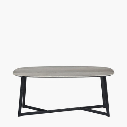 Ukiah Grey Oak Veneer & Black Metal Coffee Table