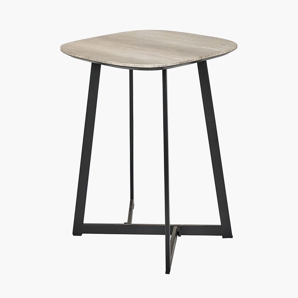 Ukiah Grey Oak Veneer & Black Metal Side Table