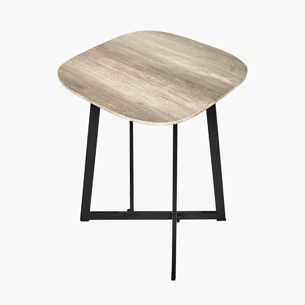 Ukiah Grey Oak Veneer & Black Metal Side Table