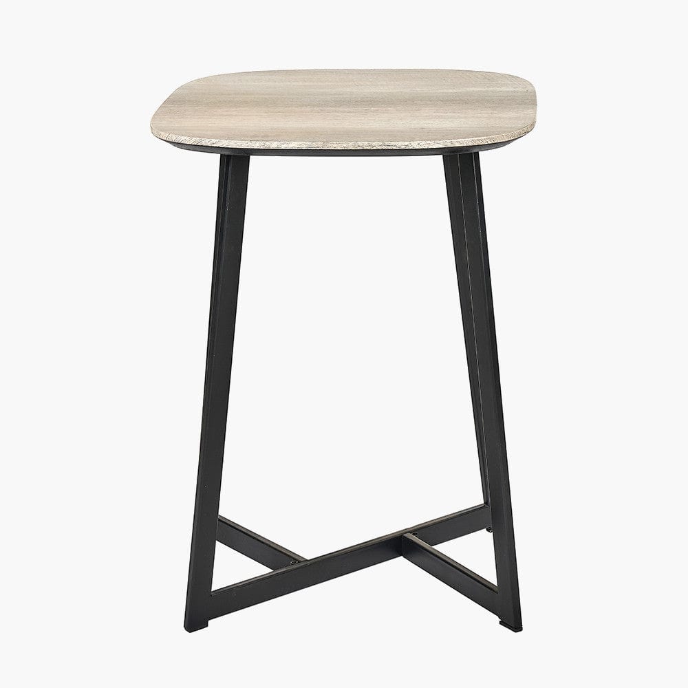 Ukiah Grey Oak Veneer & Black Metal Side Table