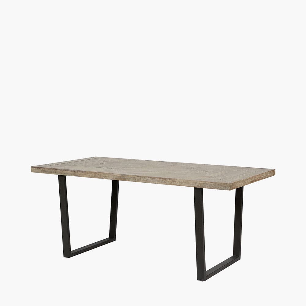 Marca Sand Wash Acacia Wood & Black Metal 6 Seater Dining Table