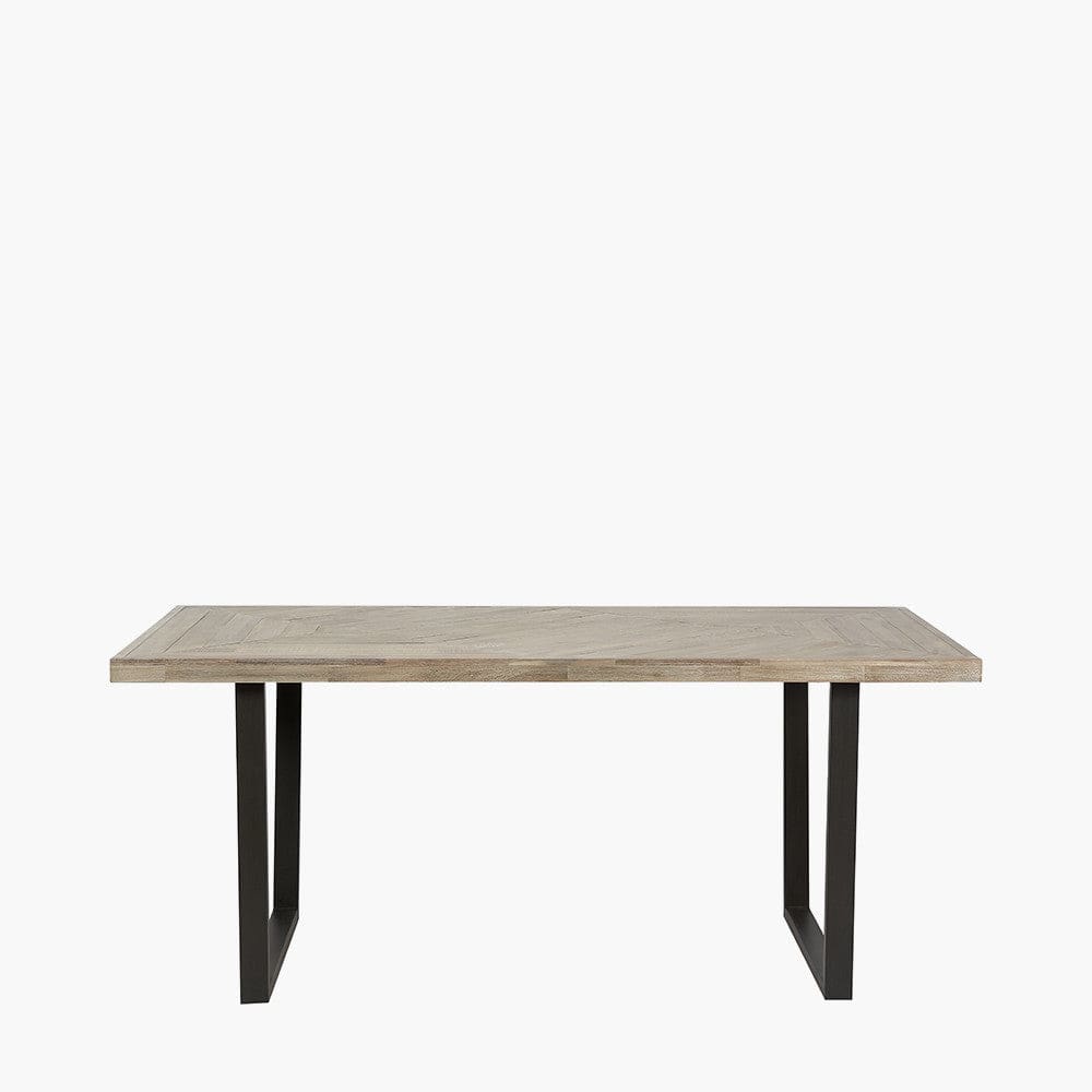 Marca Sand Wash Acacia Wood & Black Metal 6 Seater Dining Table