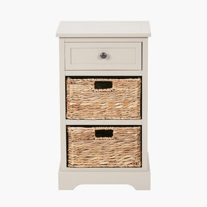 Devonshire Putty Pine Wood 1 Drawer 2 Basket Unit