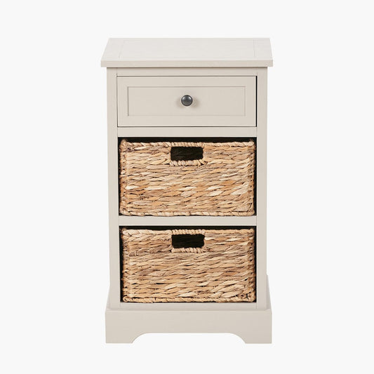 Devonshire Putty Pine Wood 1 Drawer 2 Basket Unit