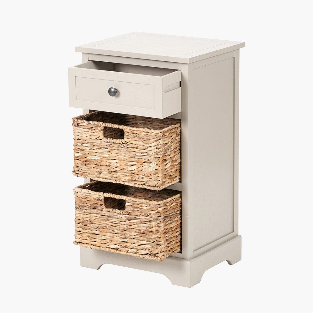 Devonshire Putty Pine Wood 1 Drawer 2 Basket Unit