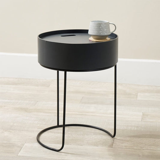 Hugo Black Wood & Black Storage Table