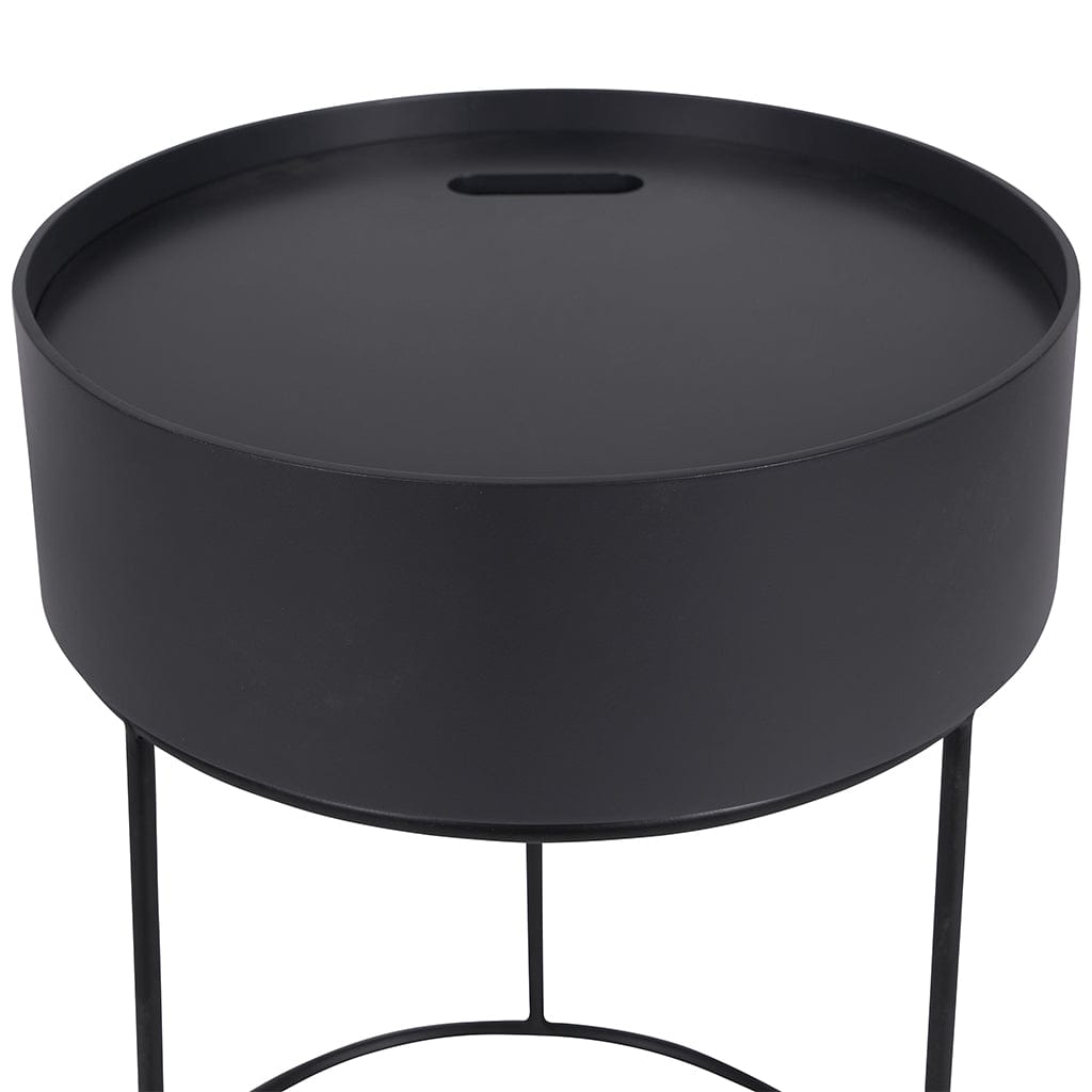 Hugo Dark Grey Wood & Black Storage Table