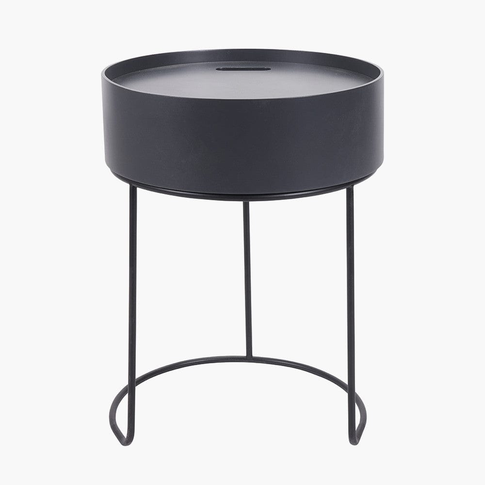 Hugo Dark Grey Wood & Black Storage Table