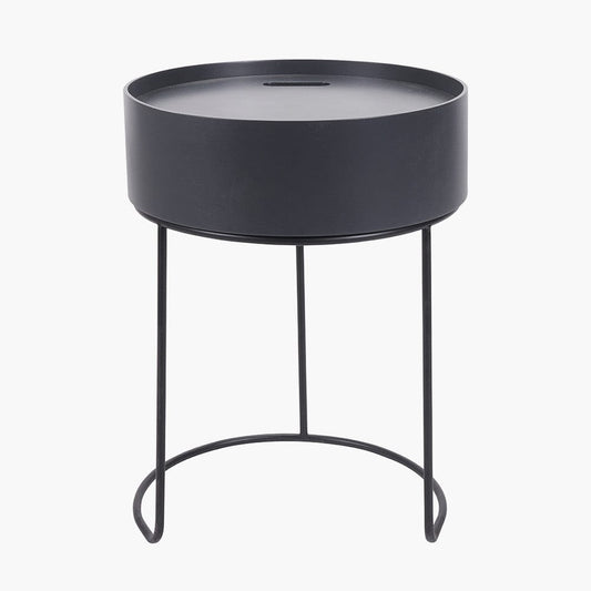 Hugo Dark Grey Wood & Black Storage Table