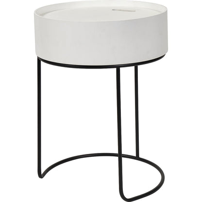 Hugo White Wood & Black Storage Table