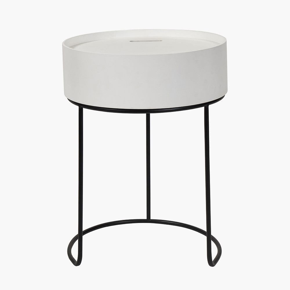 Hugo White Wood & Black Storage Table