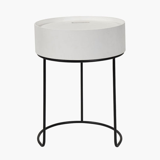 Hugo White Wood & Black Storage Table