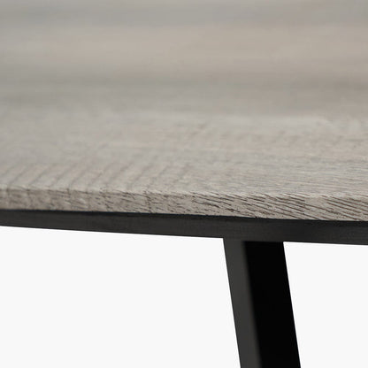 Ukiah Grey Oak Veneer & Black Metal Dining Table