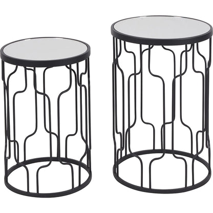 Caprisse Glass & Graphite Set of 2 Round Tables