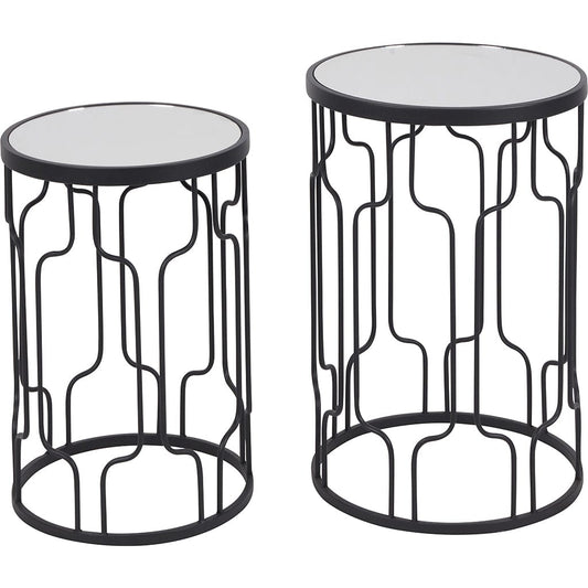 Caprisse Glass & Graphite Set of 2 Round Tables