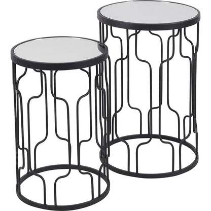 Caprisse Glass & Graphite Set of 2 Round Tables