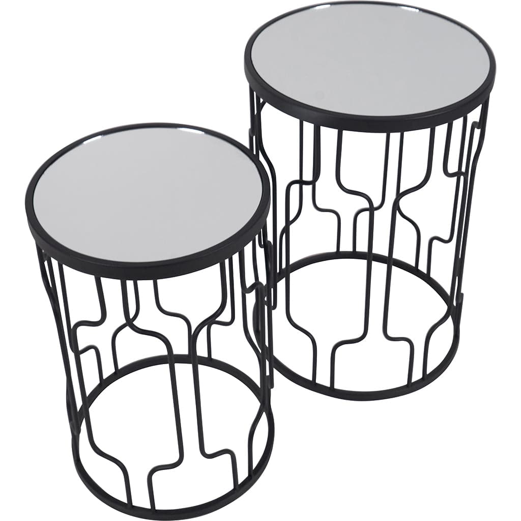 Caprisse Glass & Graphite Set of 2 Round Tables