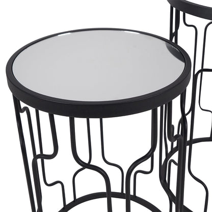 Caprisse Glass & Graphite Set of 2 Round Tables