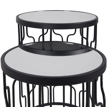 Caprisse Glass & Graphite Set of 2 Round Tables