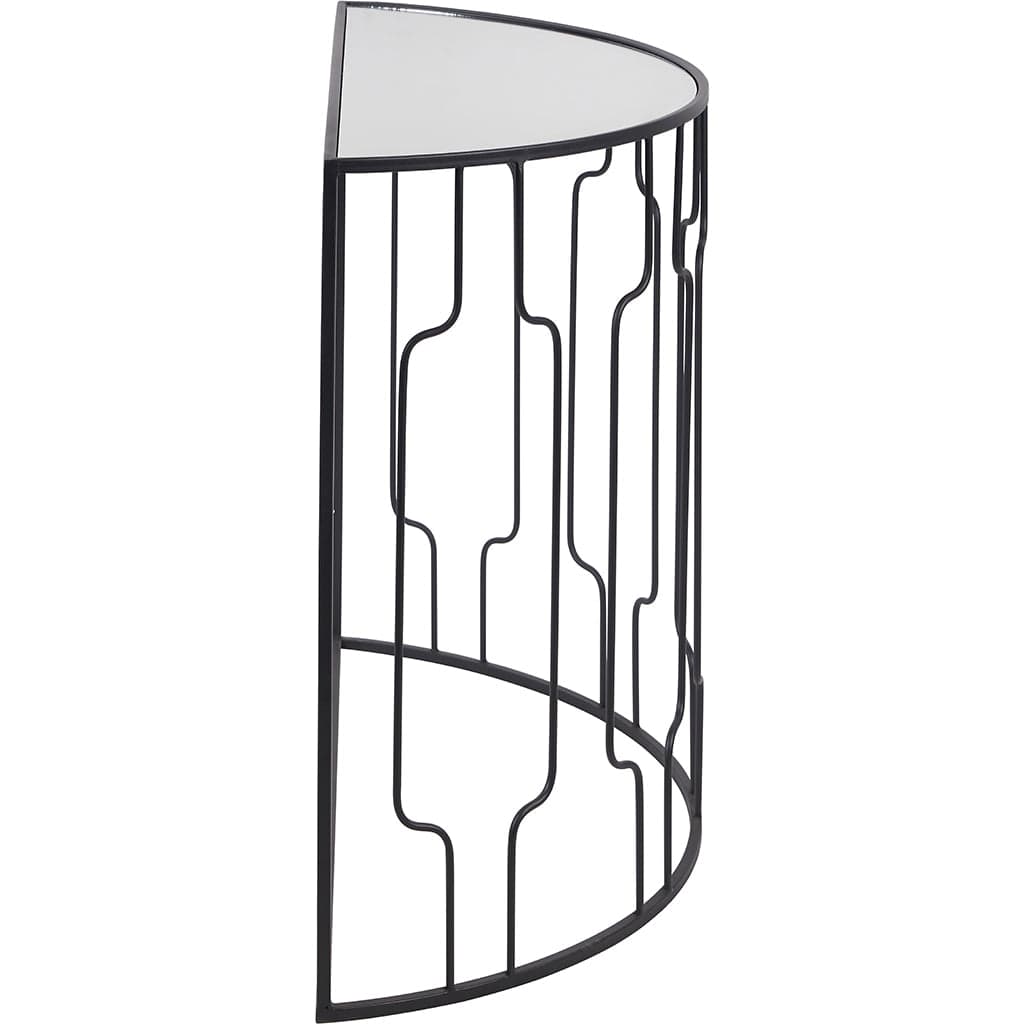 Caprisse Glass & Graphite Half Moon Console Table