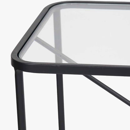 Roxy Glass & Black Metal Console Table